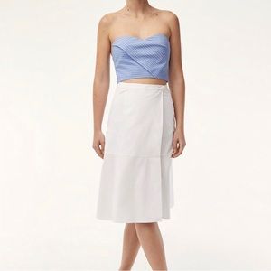 Aritzia Babaton White Rosalio Wrap Midi Skirt Adjustable Button Loop Size 00